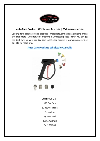 Auto Care Products Wholesale Australia  Mdcarcare.com.au