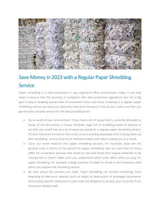 Save Money in 2023 with a Regular Paper Shredding Service - Shred on Site