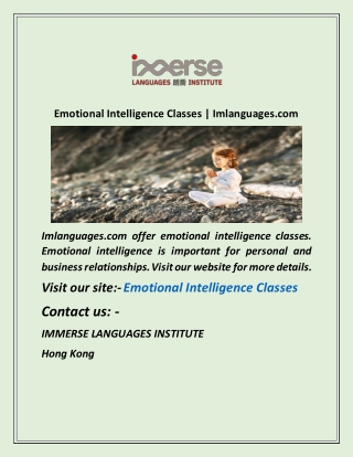 Emotional Intelligence Classes  Imlanguages com