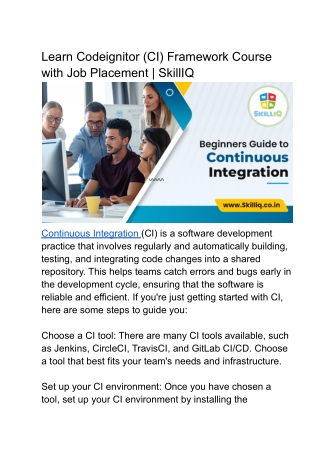 Learn Codeignitor Framework Course with Job Placement | SkillIQ