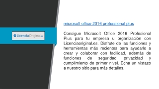 Microsoft Office 2016 Professional Plus  Licenciaoriginal.es