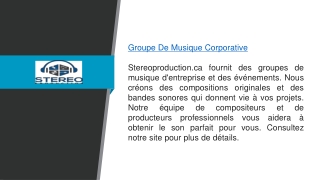 Groupe de musique d'entreprise  Stéréoproduction.ca