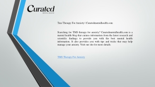 Tms Therapy For Anxiety   Curatedmentalhealth.com