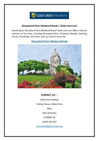 Disneyland Paris Weekend Break  Gold-crest.com