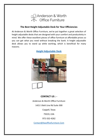 The Best Height Adjustable Desk for Your Efficiencies  Awofficefurniture.com