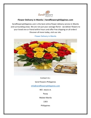 Flower Delivery in Manila  Sendflowersphilippines.com