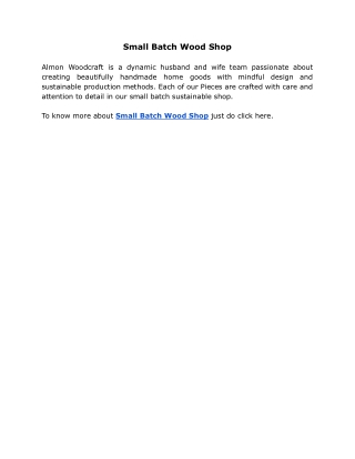 Small Batch Wood Shop