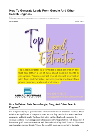 1How To Generate Leads From Google And Other Search Engines