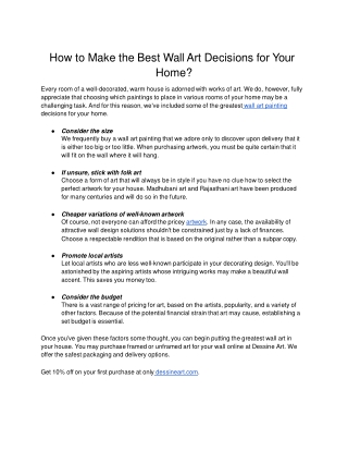 How to Make the Best Wall Art Decisions for Your Home.