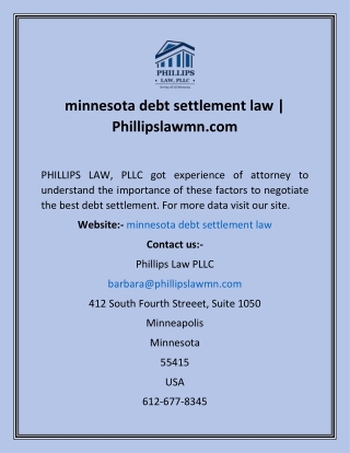 minnesota debt settlement law   Phillipslawmn