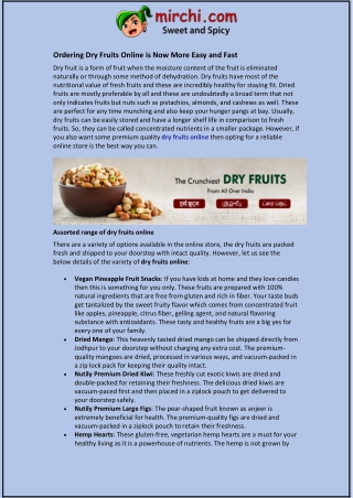 Ordering Dry Fruits Online is Now More Easy and Fast