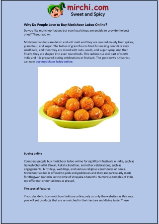 Why Do People Love to Buy Motichoor Ladoo Online?