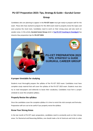 PU CET Coaching in Chandigarh