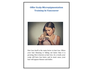 Offer Scalp Micropigmentation Training In Vancouver