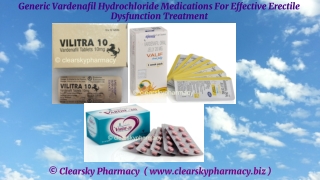 Generic Vardenafil Hydrochloride Medications For Effective Erectile Dysfunction