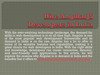 Hire AngularJS Developers in India