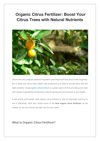 Organic Citrus Fertilizer Boost Your Citrus Trees with Natural Nutrients