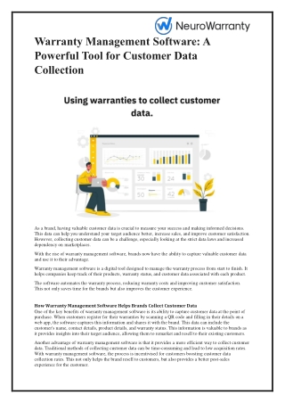 Warranty Management Software: A Powerful Tool for Customer Data Collection