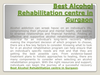 Best Alcohol Rehabilitation centre in Gurgaon
