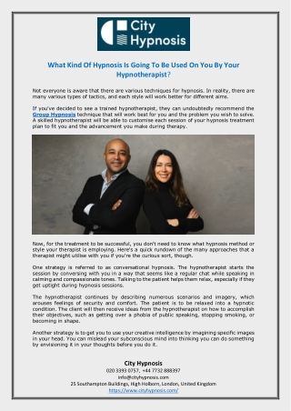What Kind Of Hypnosis Is Going To Be Used On You By Your Hypnotherapist