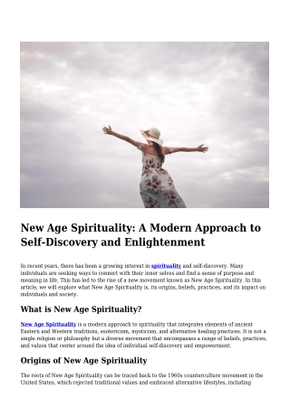 New Age Spirituality- A Modern Approach to Self-Discovery and Enlightenment