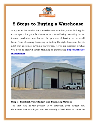 5 Steps to Buying a Warehouse