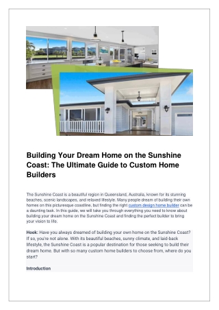 Building Your Dream Home on the Sunshine Coast_ The Ultimate Guide to Custom Home Builders