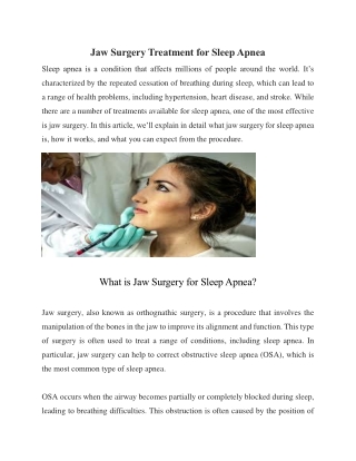 Jaw Surgery Treatment for Sleep Apnea