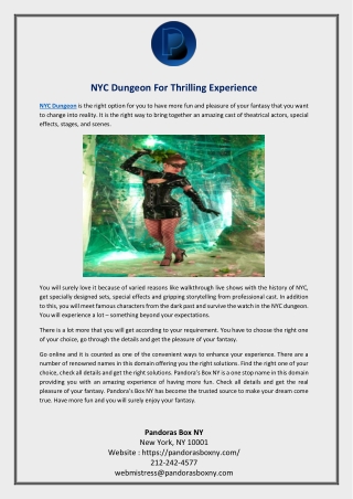 NYC Dungeon For Thrilling Experience