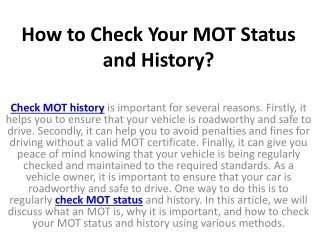 How to Check Your MOT Status and History?