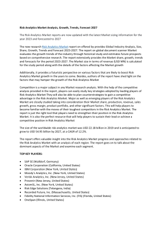 Risk Analytics Market