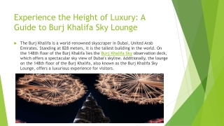 Experience the Height of Luxury
