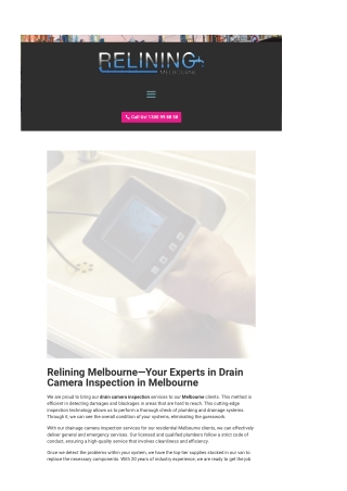 Drain Camera Inspection Melbourne