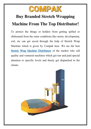 Stretch Wrap Machine Distributors Call- 91-22-26856682