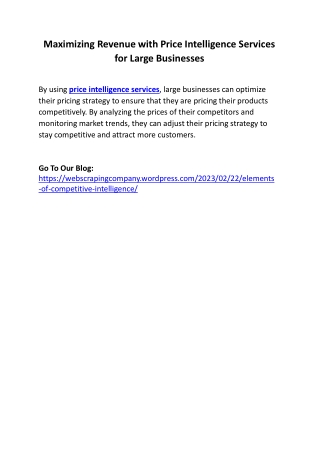 Maximizing Revenue with Price Intelligence Services for Large Businesses
