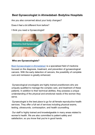 Best Gynaecologist in Ahmedabad- Bodyline Hospitals