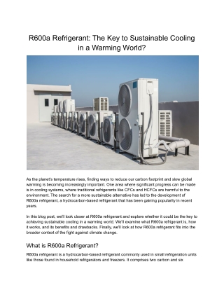 R600a Refrigerant: The Key to Sustainable Cooling.pdf