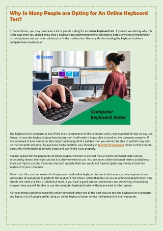 Why So Many People are Opting for An Online Keyboard Test