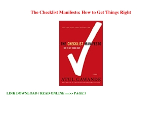 EPUB)DOWNLOAD The Checklist Manifesto How to Get Things Right