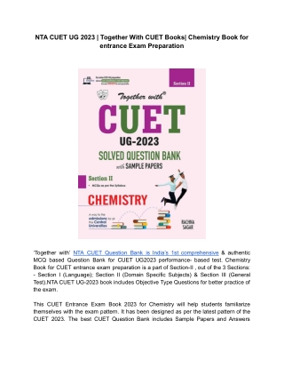 Together With CUET Books| NTA CUET UG 2023 Chemistry Book | National Level Exam