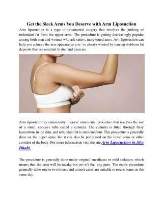 Get the Sleek Arms You Deserve with Arm Liposuction
