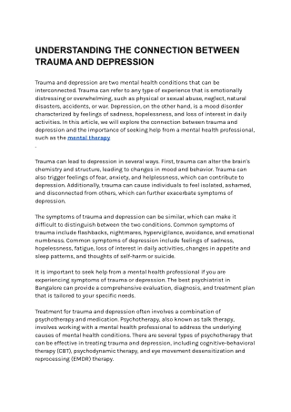UNDERSTANDING THE CONNECTION BETWEEN TRAUMA AND DEPRESSION