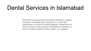 Dental Services in Islamabad