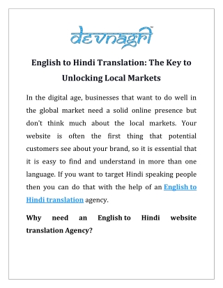 English to Hindi Translation: The Key to Unlocking Local Markets