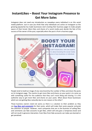 InstantLikes – Boost Your Instagram Presence to Get More Sales