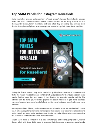 Top SMM Panels for Instagram Revealed - Instant Likes