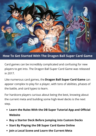 How To Get Started With The Dragon Ball Super Card Game