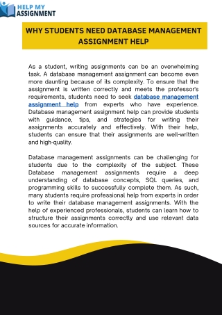 Why students need database management assignment help