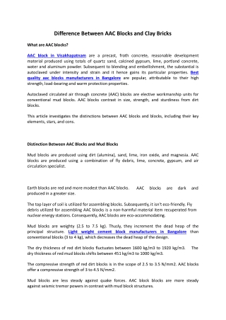 Difference Between AAC Blocks and Clay Bricks