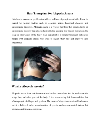 Hair Transplant for Alopecia Areata